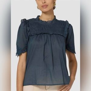 Cleobella Nicky Smocked Ruffle Organic
Cotton Top $168 Size S